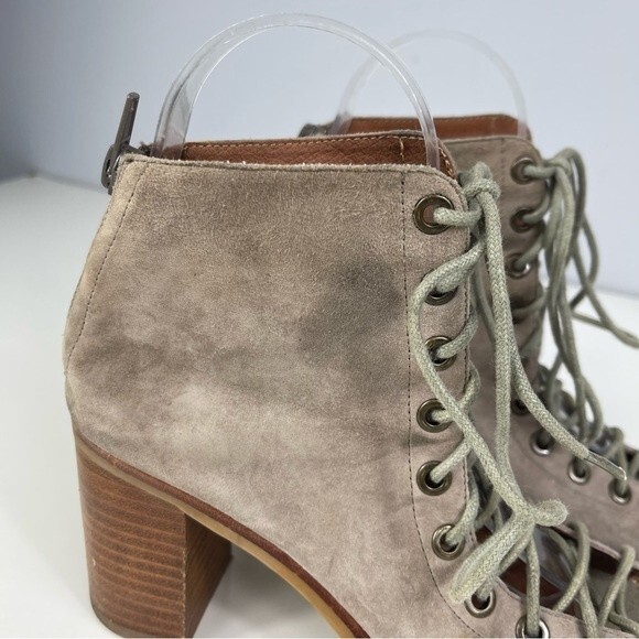 Jeffrey Campbell Cors Peep Toe Lace Up Suede Chunky Stacked Heel Boot Sandals 6 - Picture 10 of 16